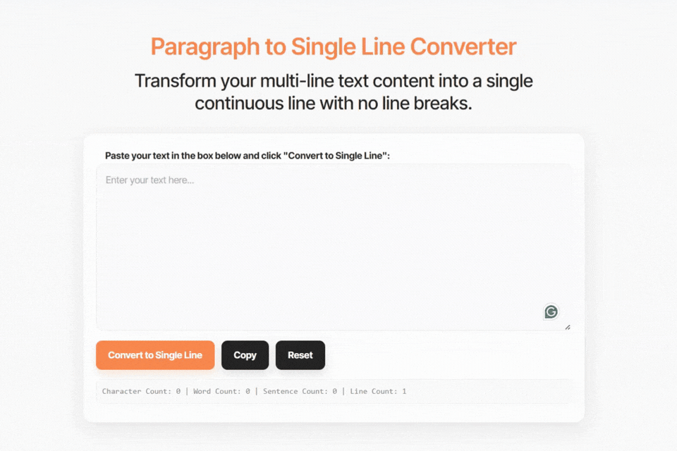 Paragraph to Single Line Converter