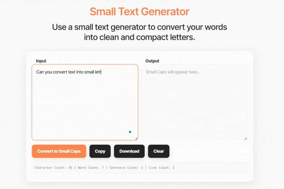 Small Text Generator
